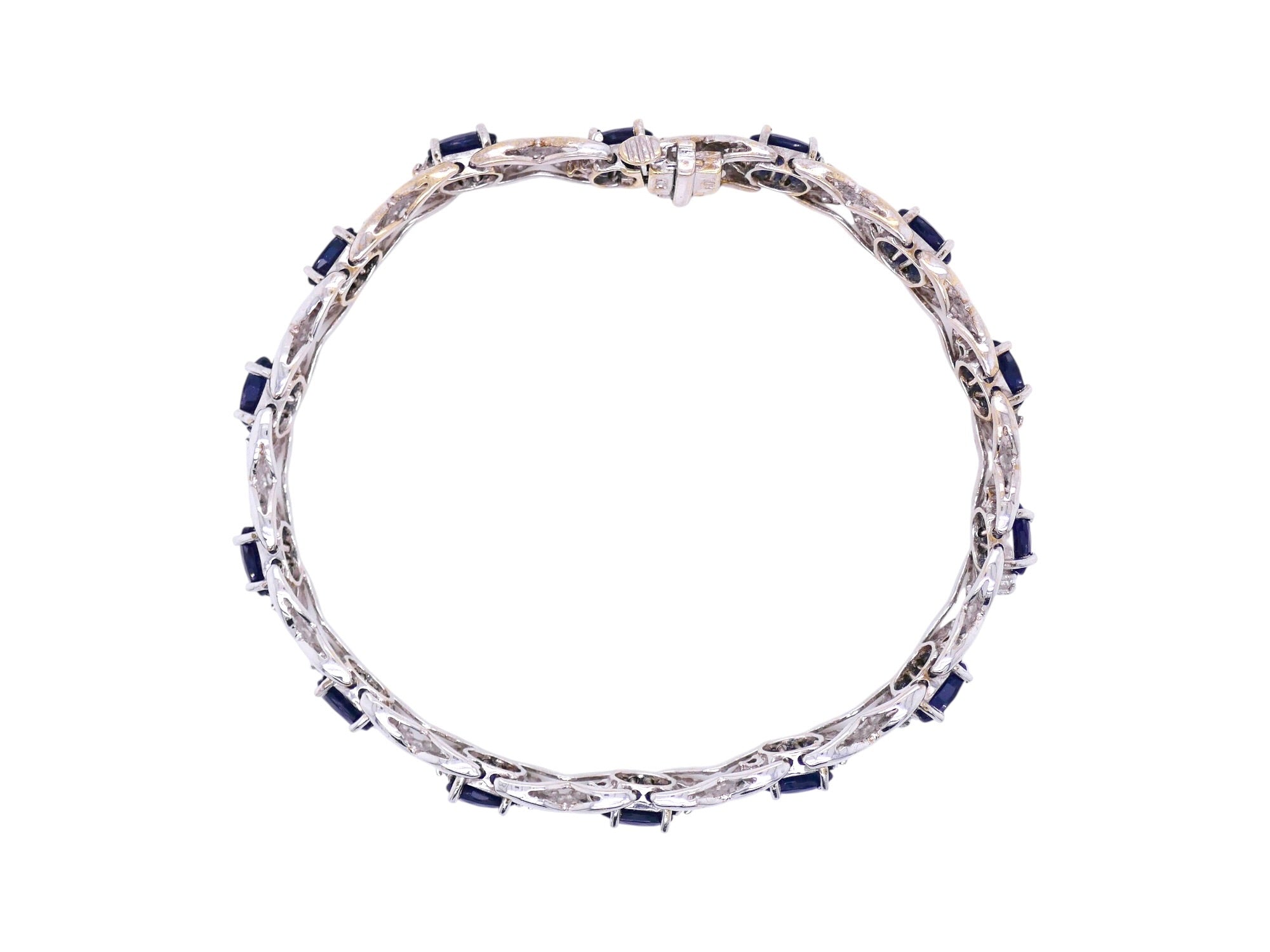 7 tcw Sapphire and Diamond 14k White Gold 7.25" Tennis Bracelet
