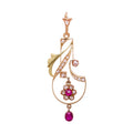 Antique 14K Yellow & Rose Gold Diamond & Lab Created Ruby Pendant