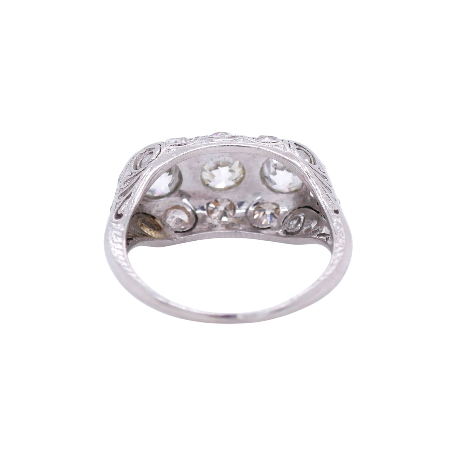 Art Deco Platinum Filigree Diamond Ring Size 6 with 1.73 tcw OEC Diamonds