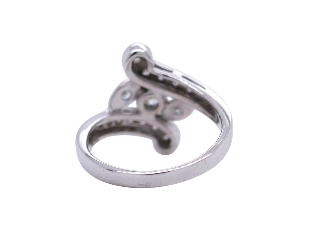 Vintage 14K White Gold Diamond Bypass Ring Size 6