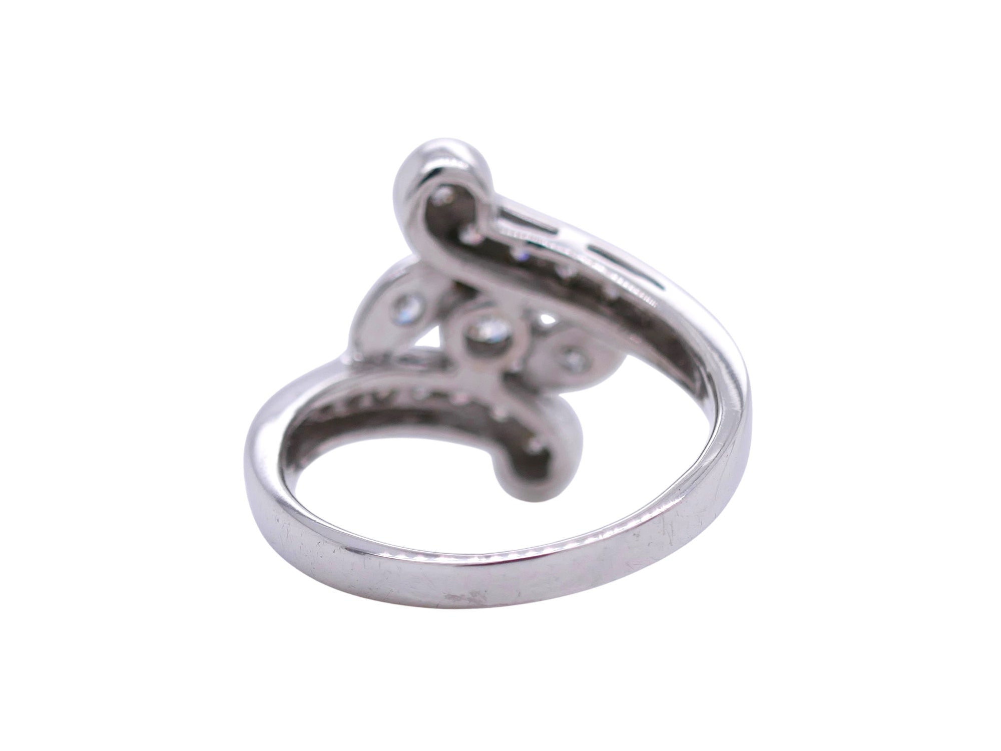 Vintage 14K White Gold Diamond Bypass Ring Size 6