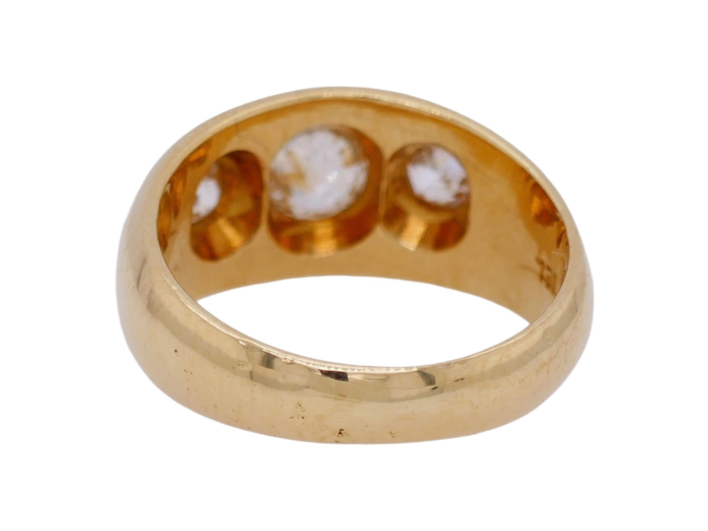 Edwardian 14K Gold Flush Set Old European Cut Diamond Ring Size 4
