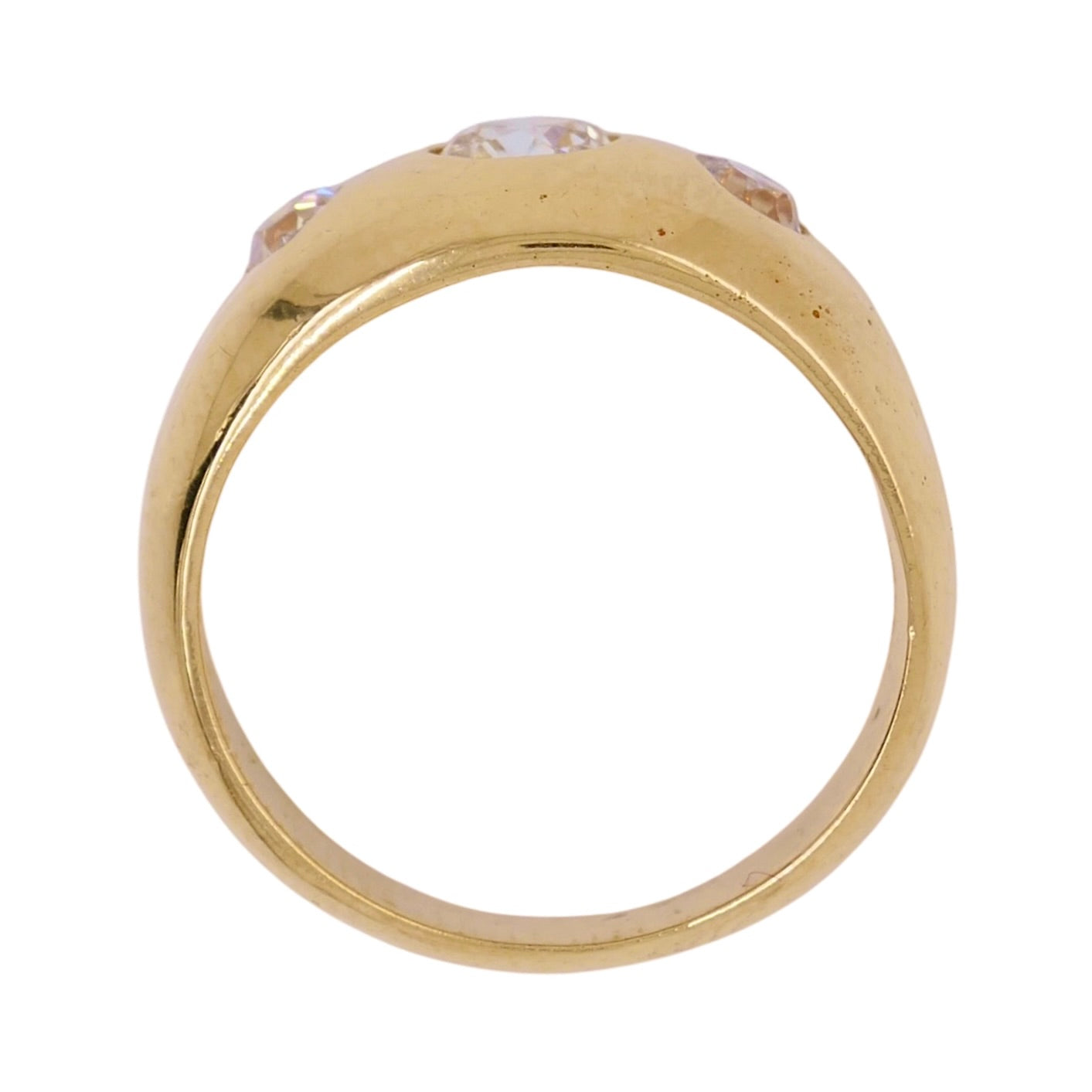 Edwardian 14K Gold Flush Set Old European Cut Diamond Ring Size 4