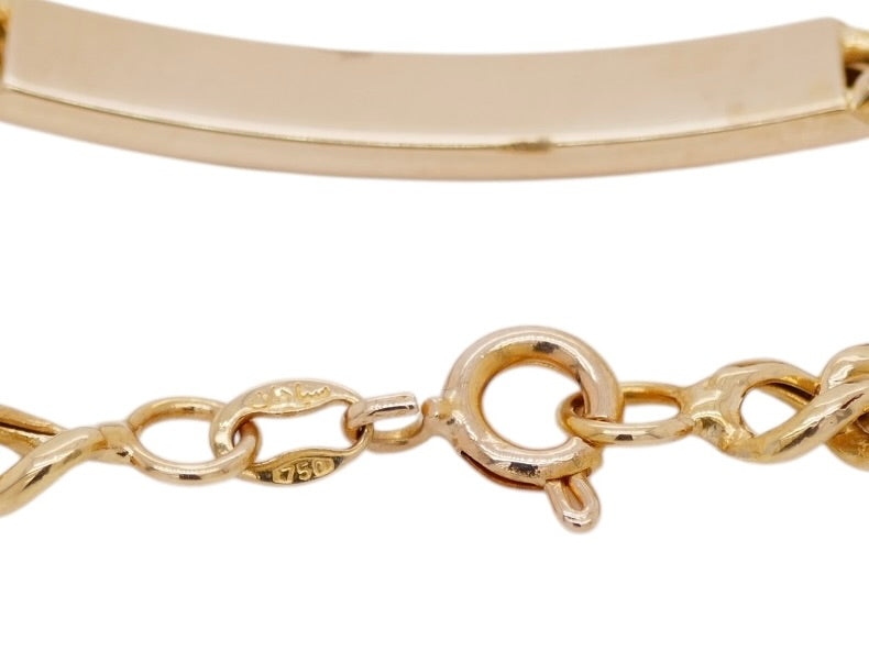 18K Yellow Gold ID Bracelet – Classic Curb Link 5.75 in