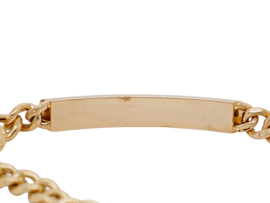 18K Yellow Gold ID Bracelet – Classic Curb Link 5.75 in