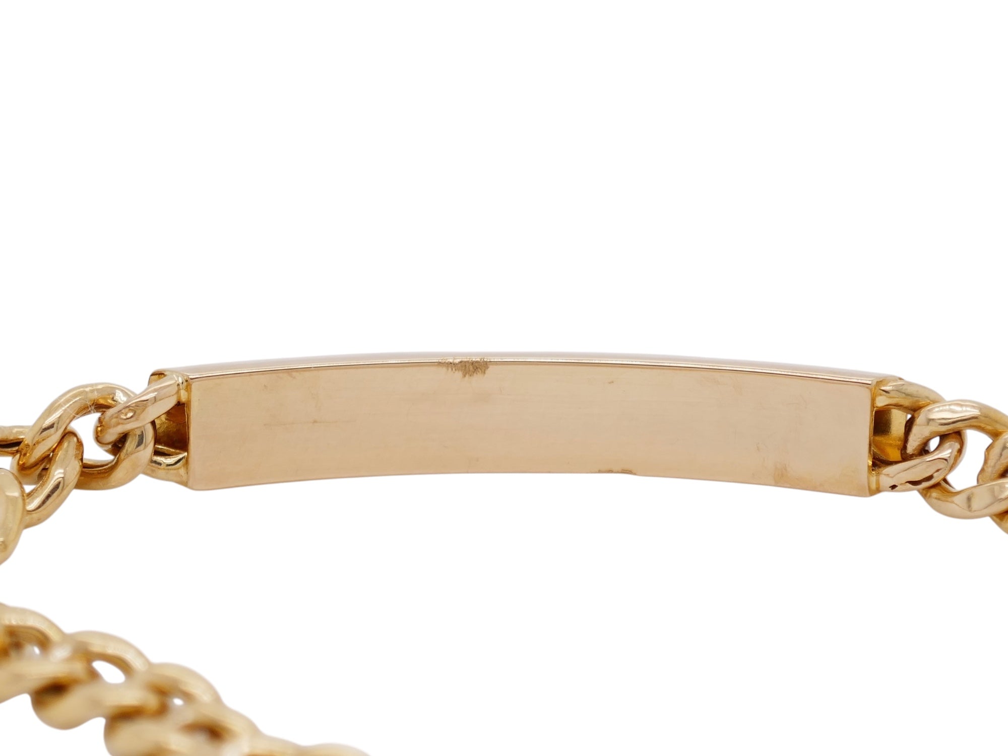 18K Yellow Gold ID Bracelet – Classic Curb Link 5.75 in