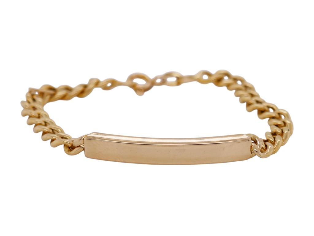18K Yellow Gold ID Bracelet – Classic Curb Link 5.75 in