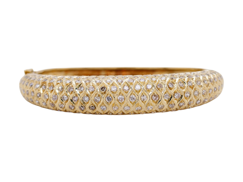 14K Gold Diamond Bangle 6 in