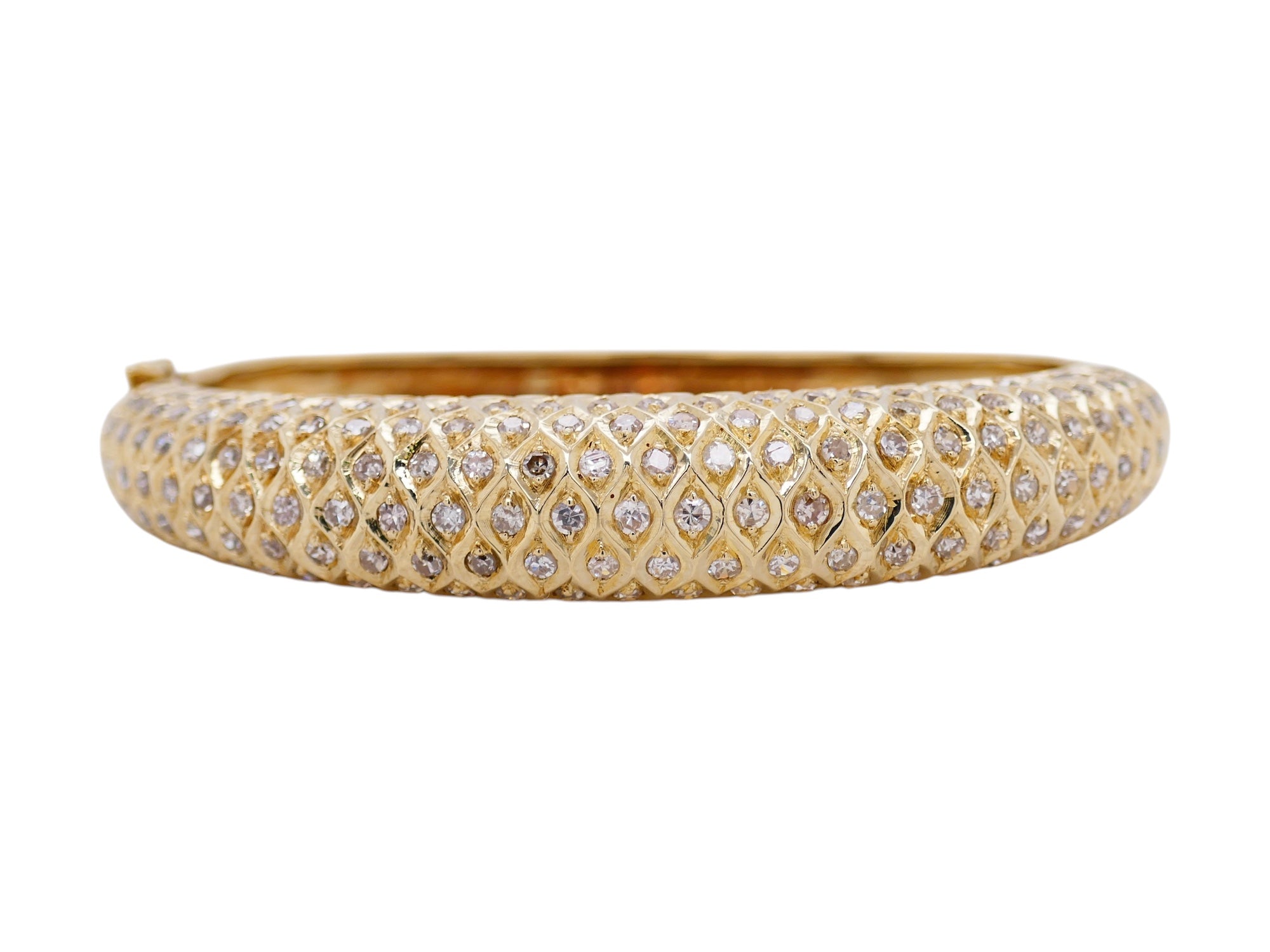 14K Gold Diamond Bangle 6 in
