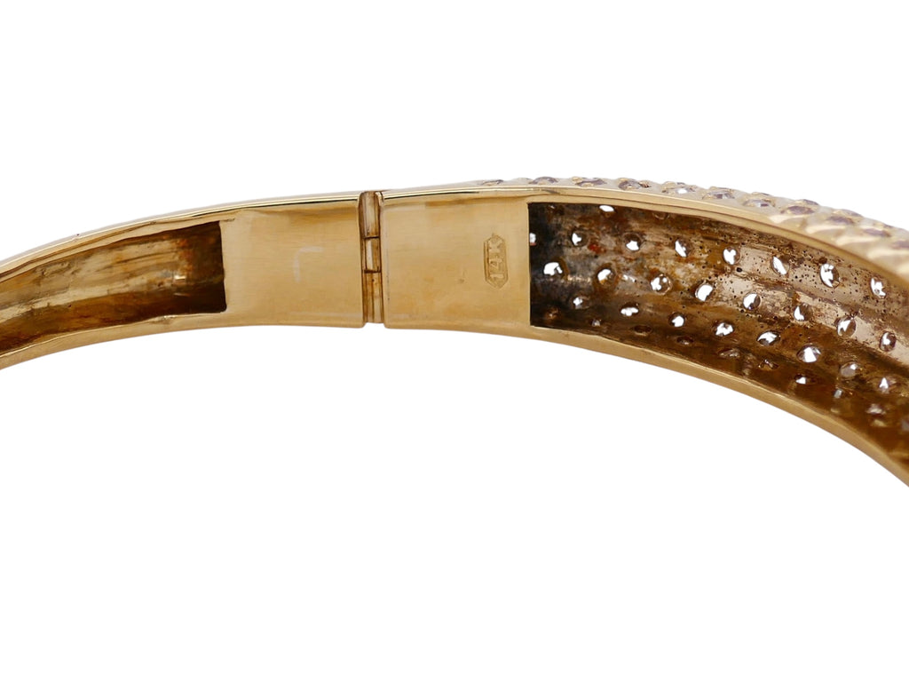 14K Gold Diamond Bangle 6 in