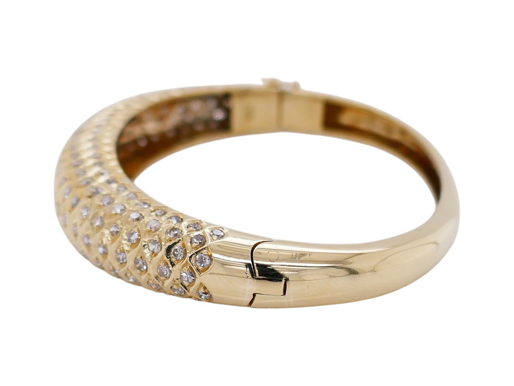 14K Gold Diamond Bangle 6 in