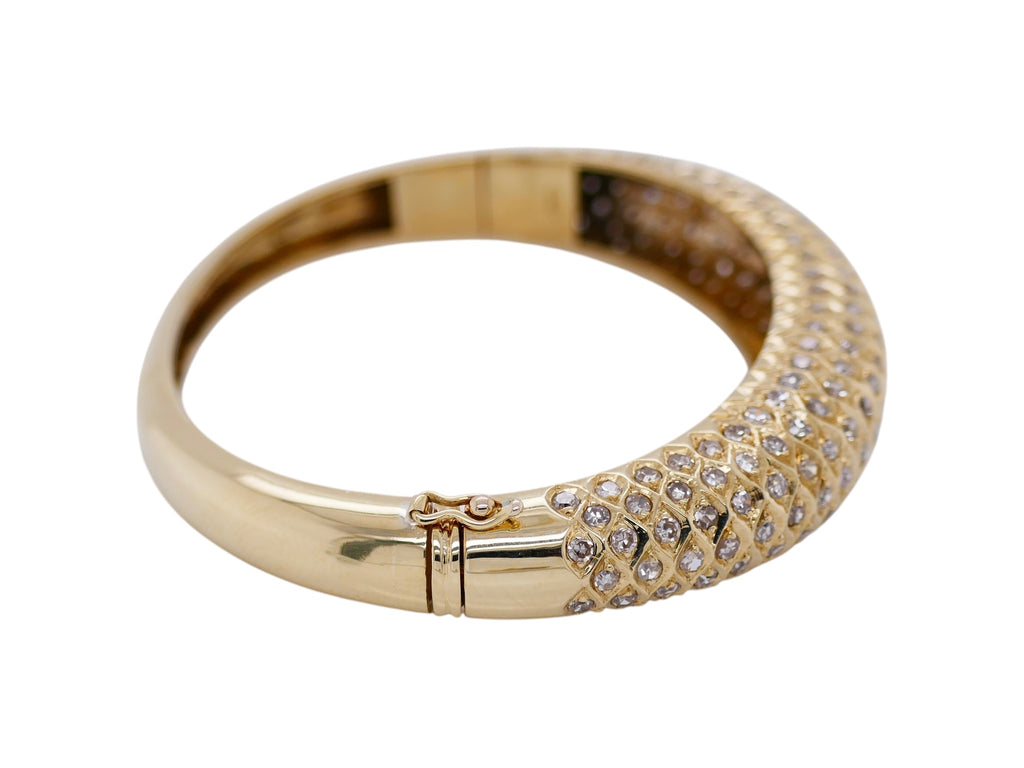 14K Gold Diamond Bangle 6 in