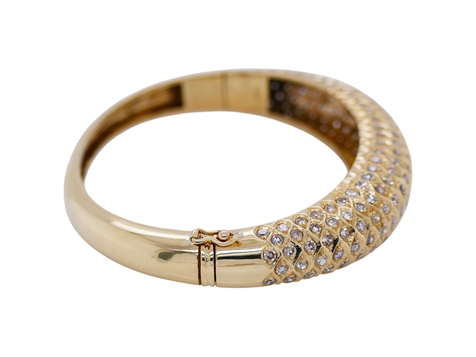 14K Gold Diamond Bangle 6 in
