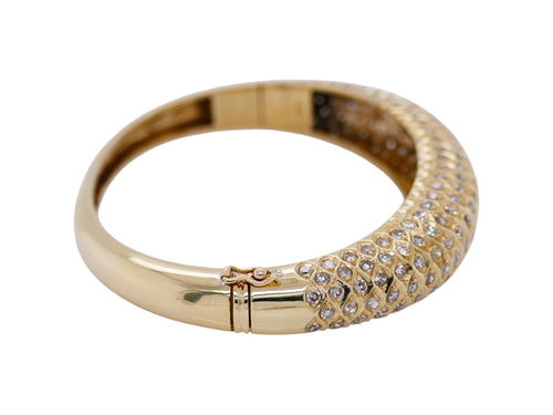 14K Gold Diamond Bangle 6 in