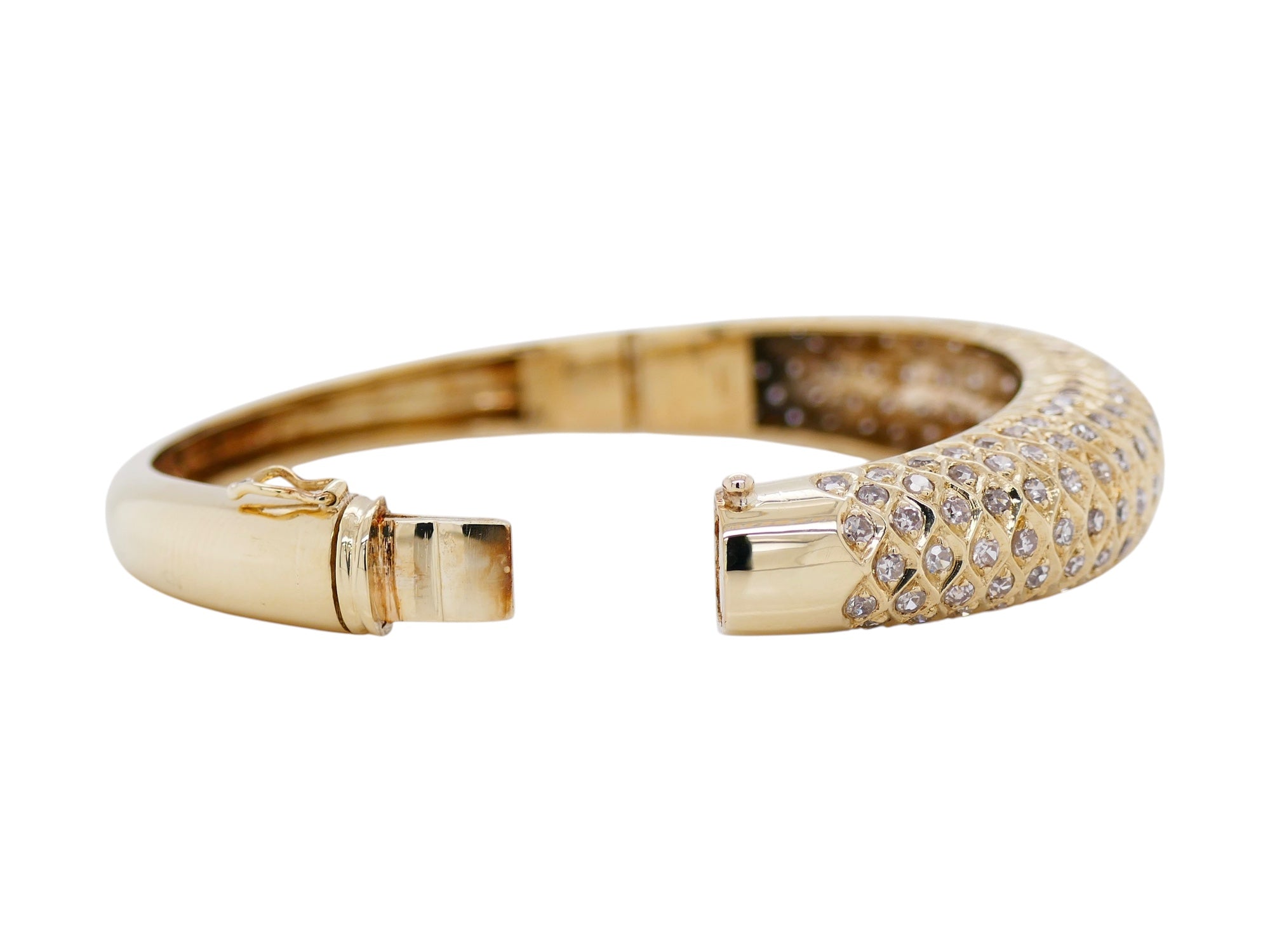 14K Gold Diamond Bangle 6 in