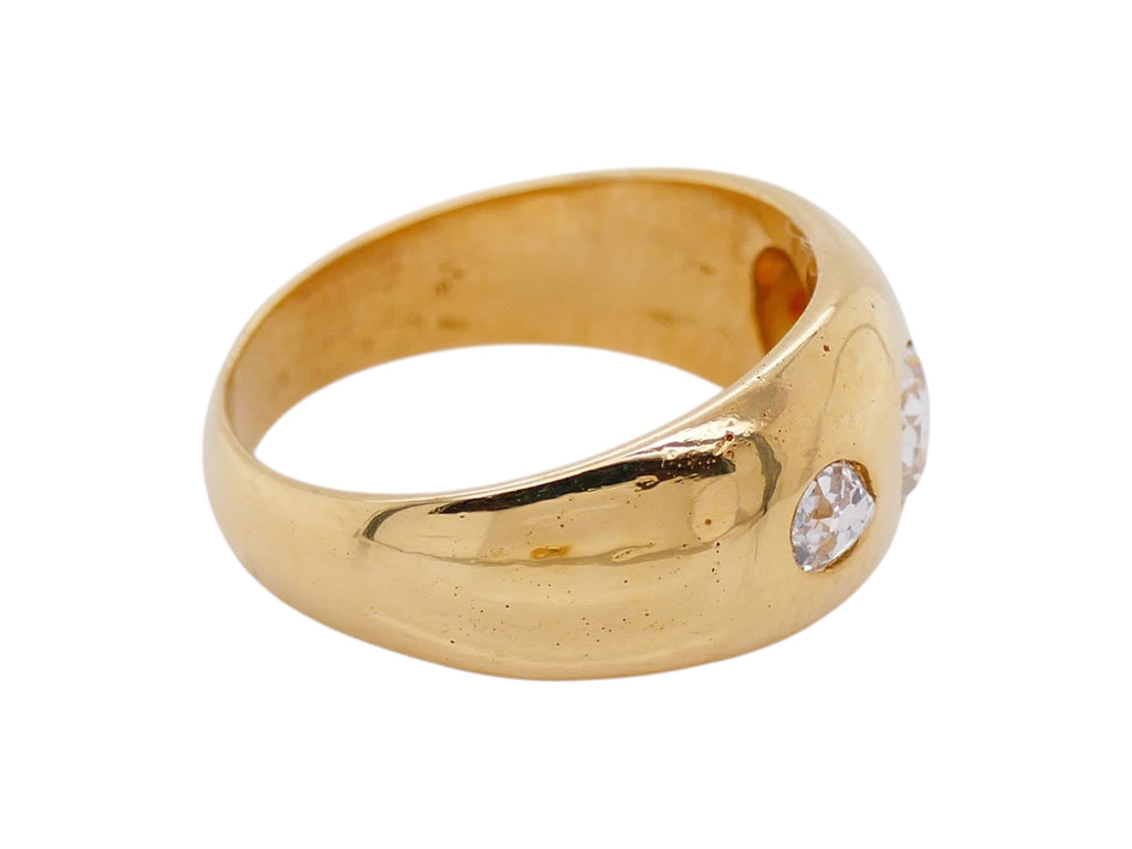 Edwardian 14K Gold Flush Set Old European Cut Diamond Ring Size 4