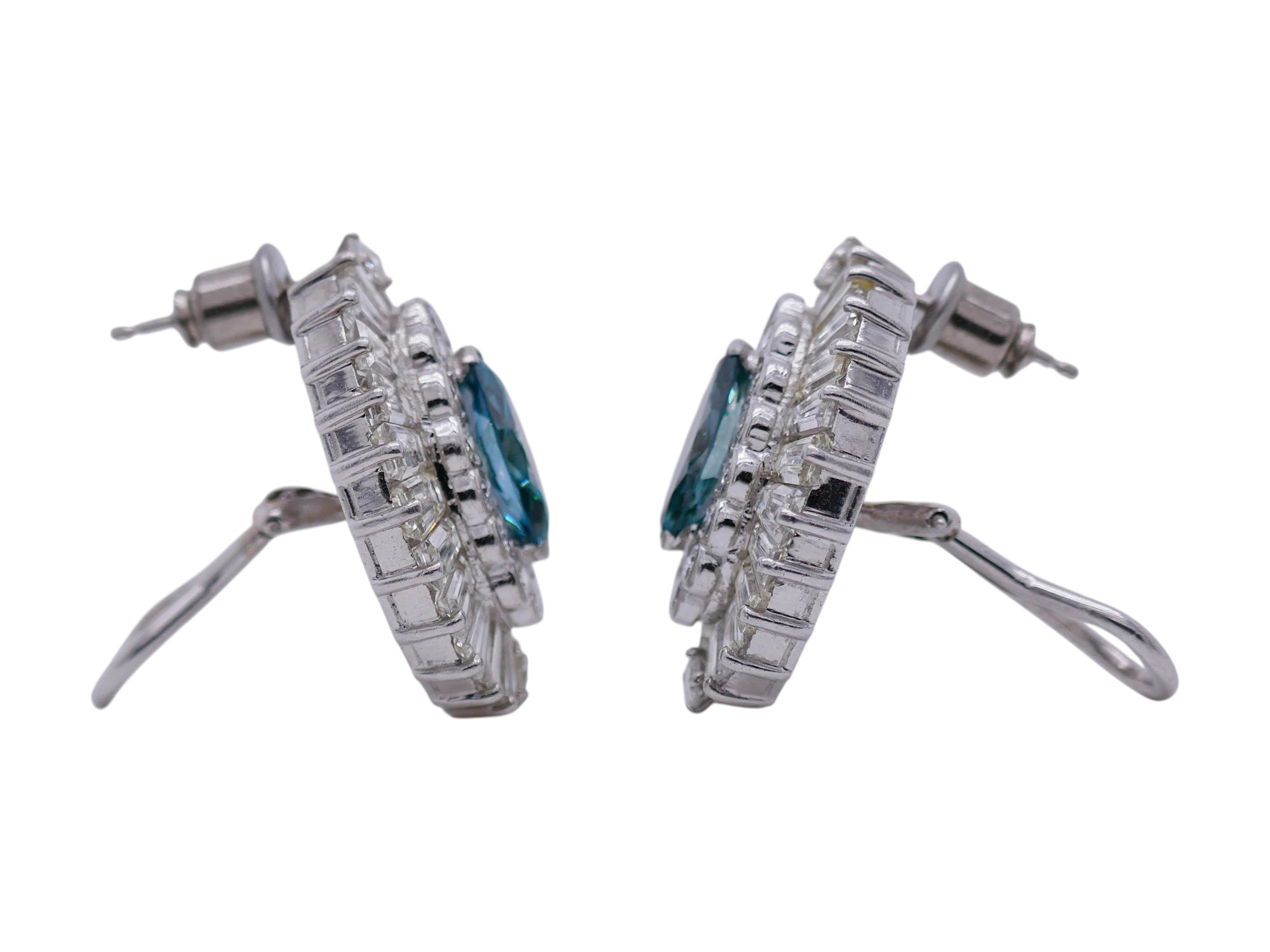 Rare Vintage 10.16 ctw Platinum Green Diamond Color-Enhanced Earring w Appraisal