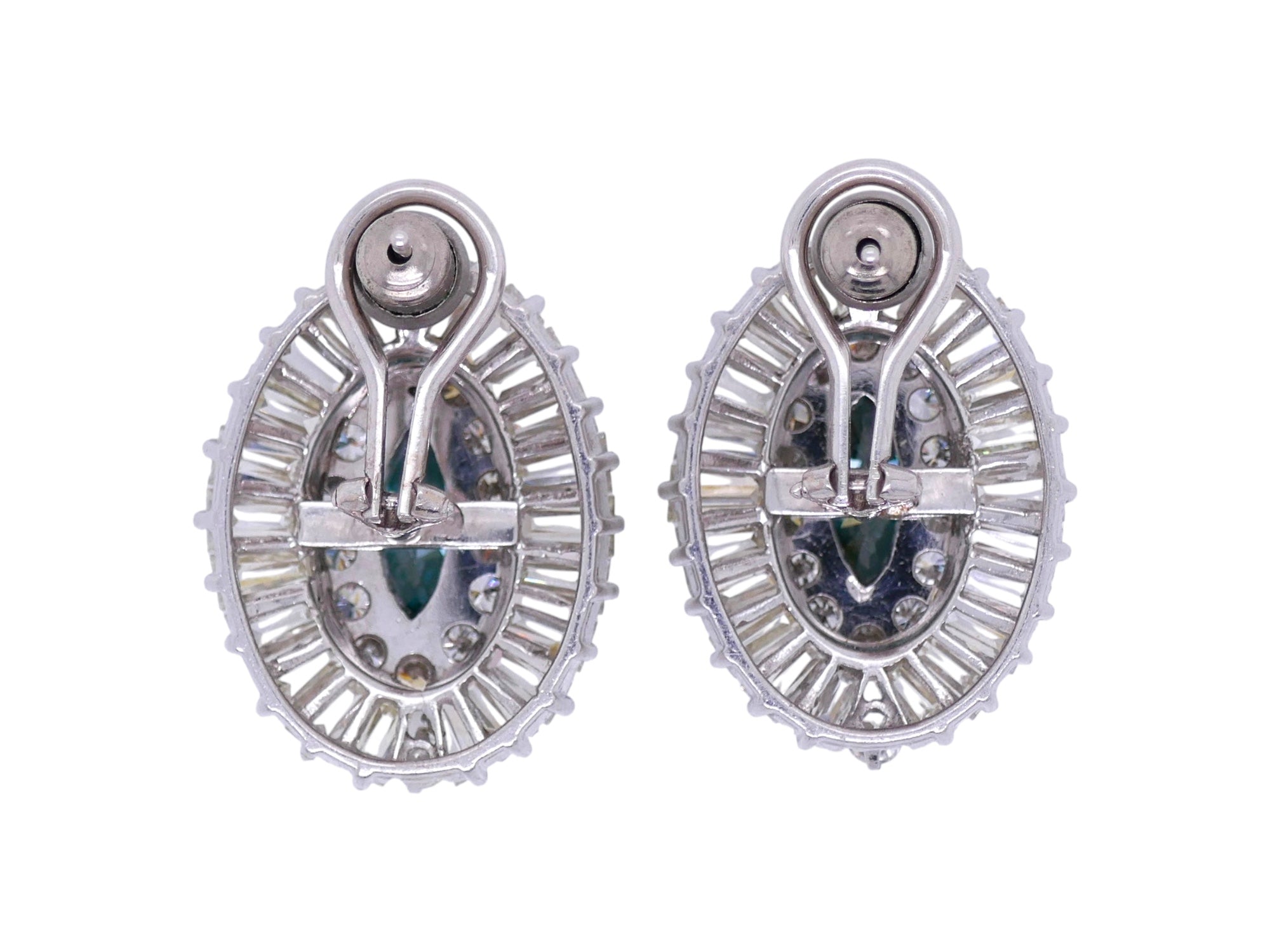 Rare Vintage 10.16 ctw Platinum Green Diamond Color-Enhanced Earring w Appraisal