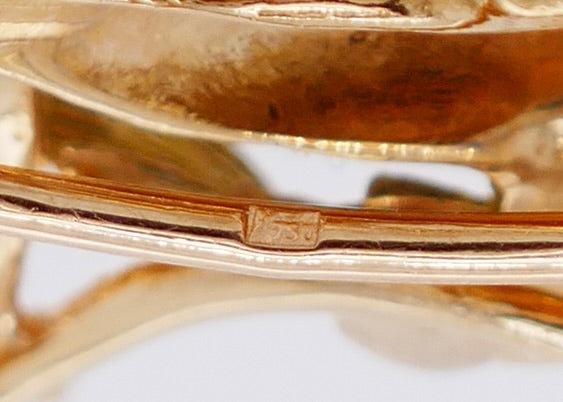 18K Yellow Gold Bird Brooch with Diamond Accent