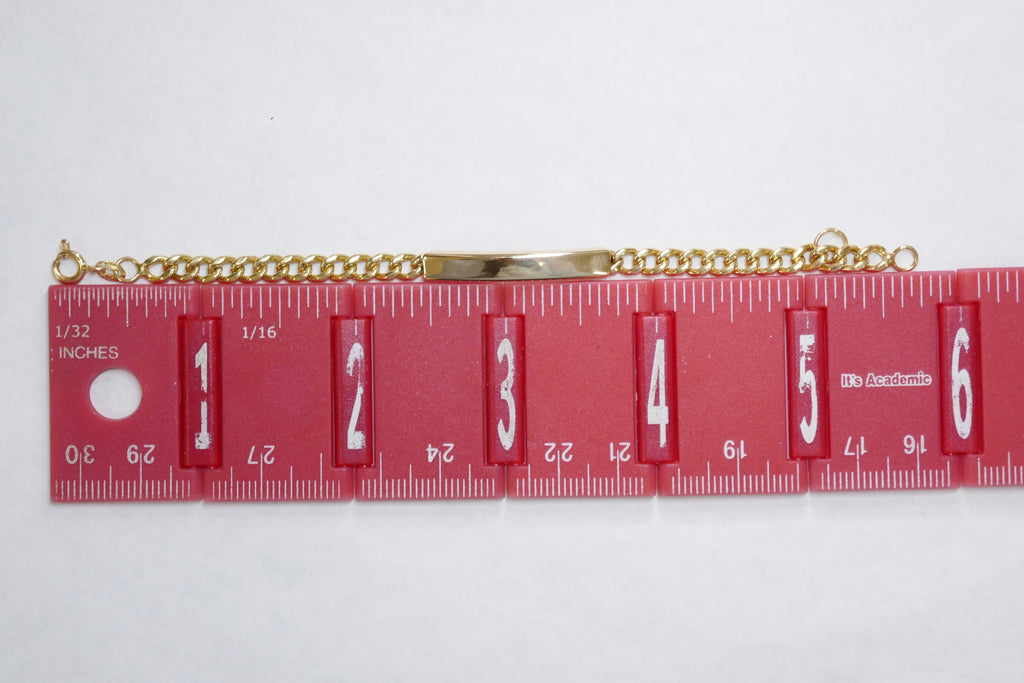18K Yellow Gold ID Bracelet – Classic Curb Link 5.75 in