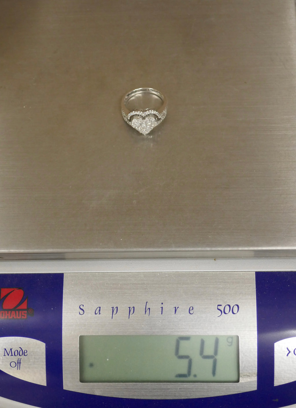 18k White Gold Heart Shaped Ring – Round, Princess, and Marquise Diamonds Sz 5.5