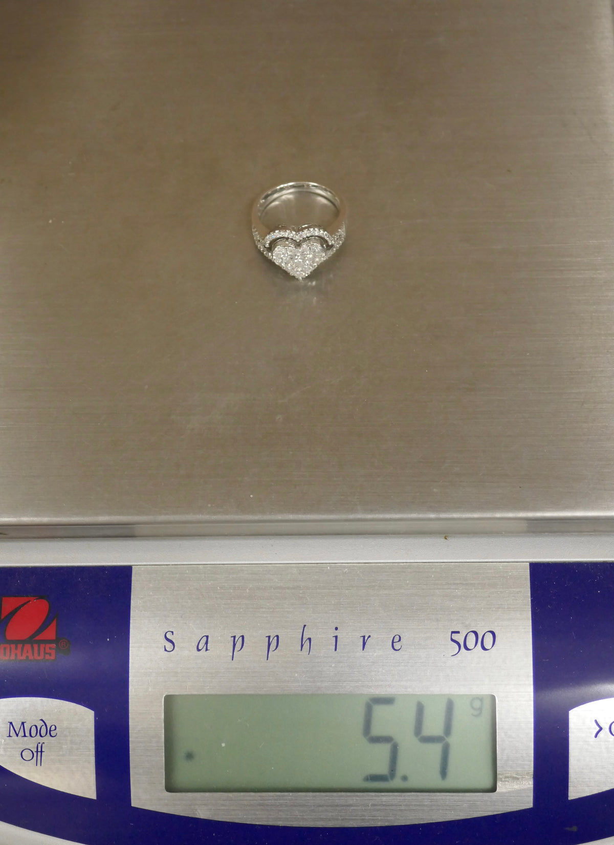 18k White Gold Heart Shaped Ring – Round, Princess, and Marquise Diamonds Sz 5.5