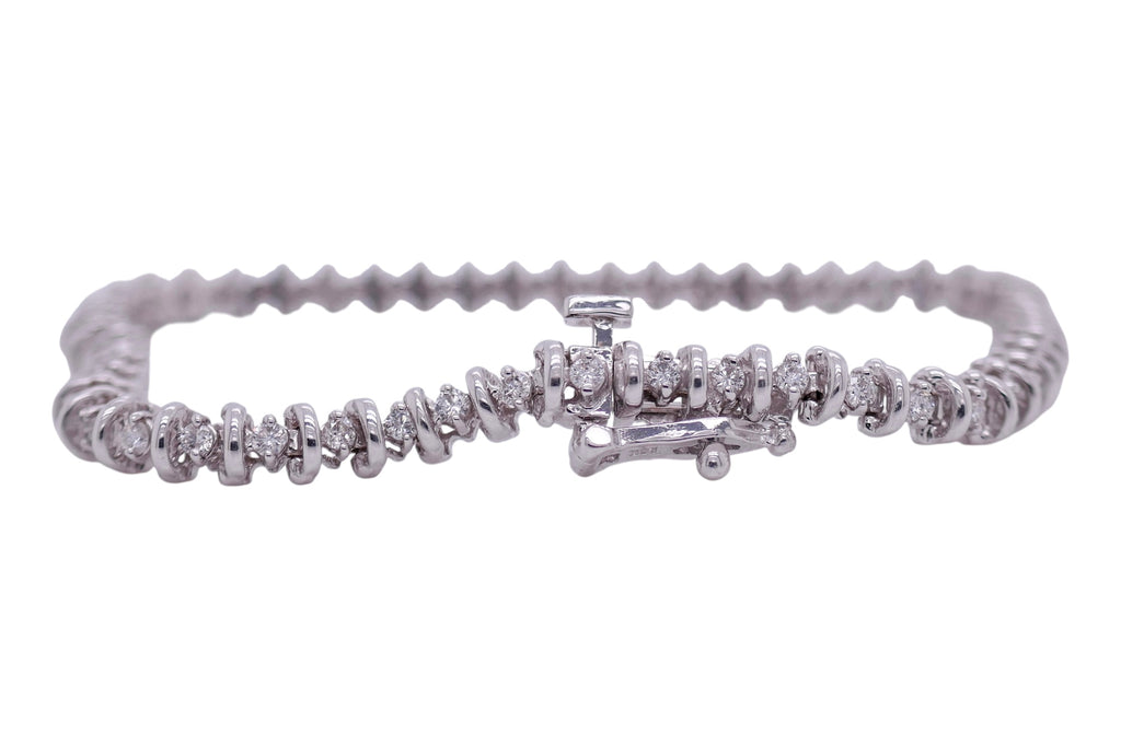 14k White Gold 1.0 ctw Diamond Tennis Bracelet – 7 in