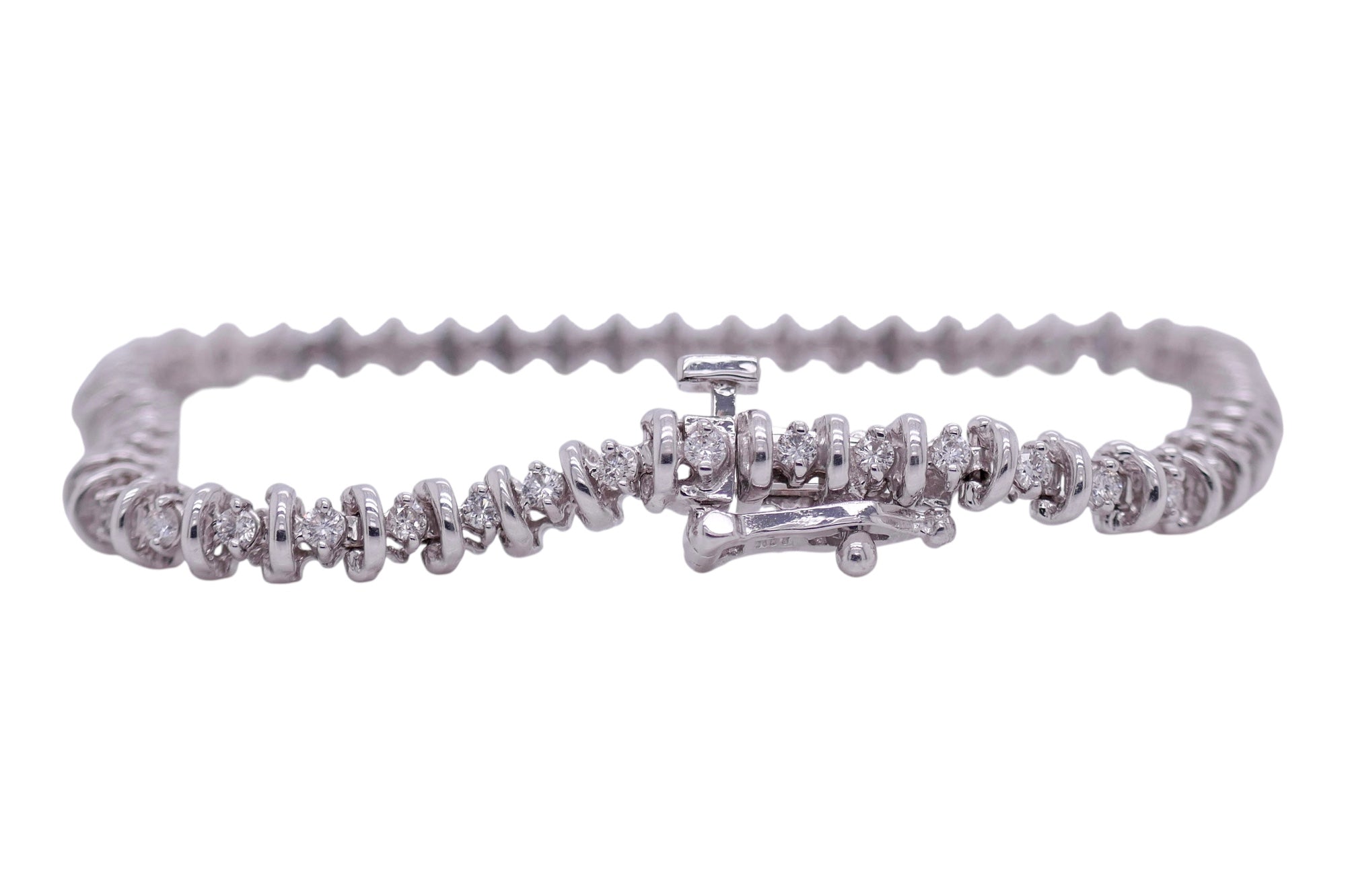 14k White Gold 1.0 ctw Diamond Tennis Bracelet – 7 in