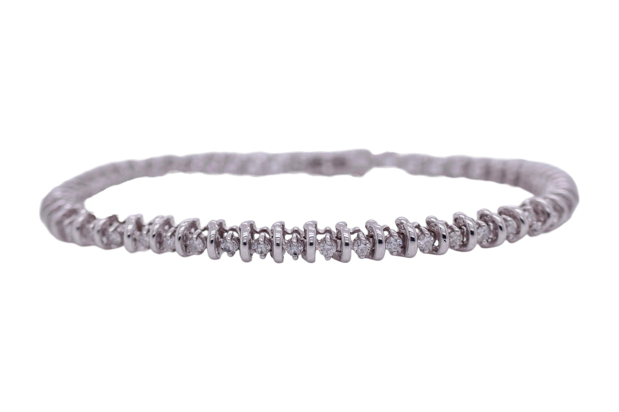 14k White Gold 1.0 ctw Diamond Tennis Bracelet – 7 in