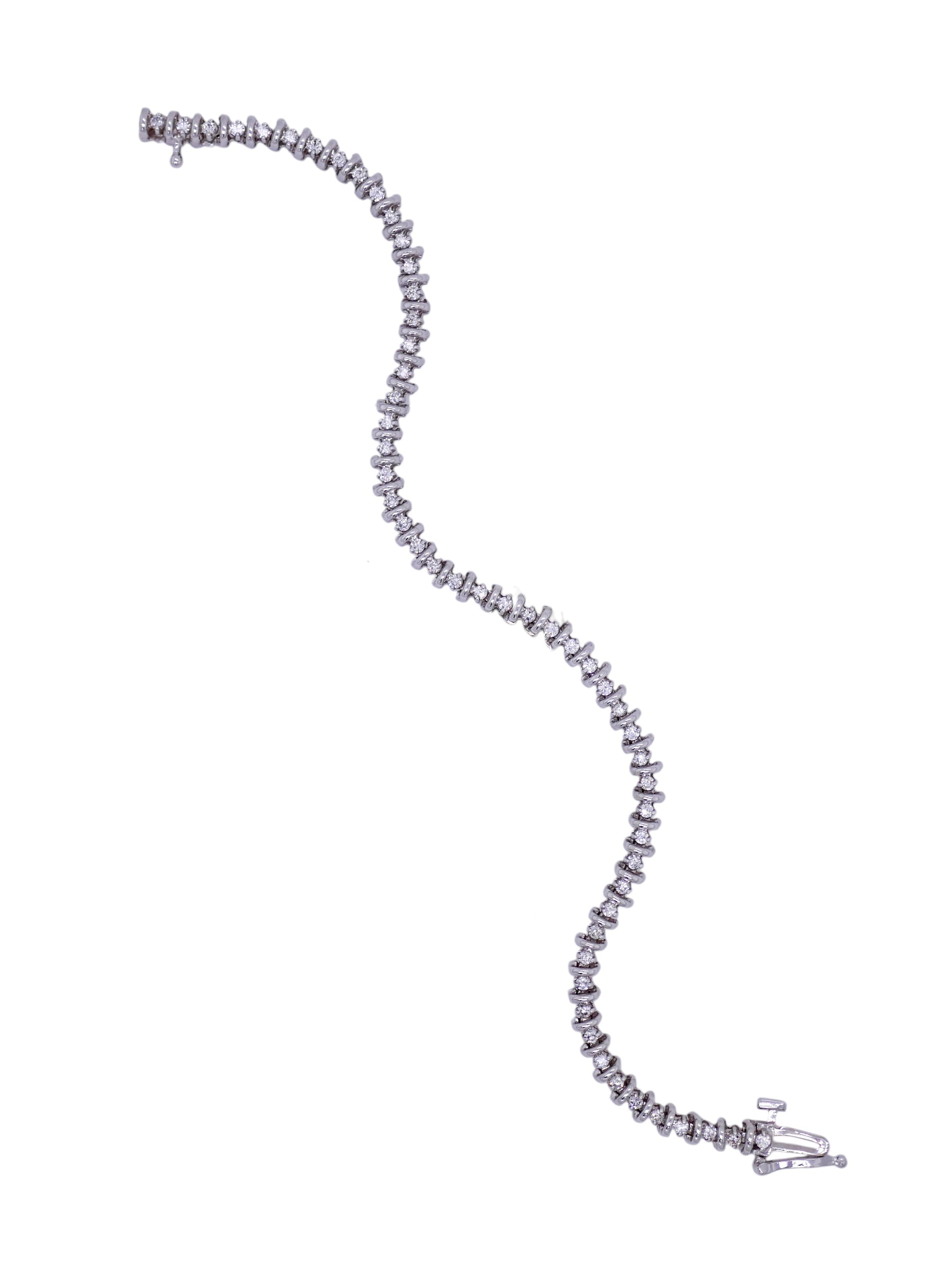 14k White Gold 1.0 ctw Diamond Tennis Bracelet – 7 in