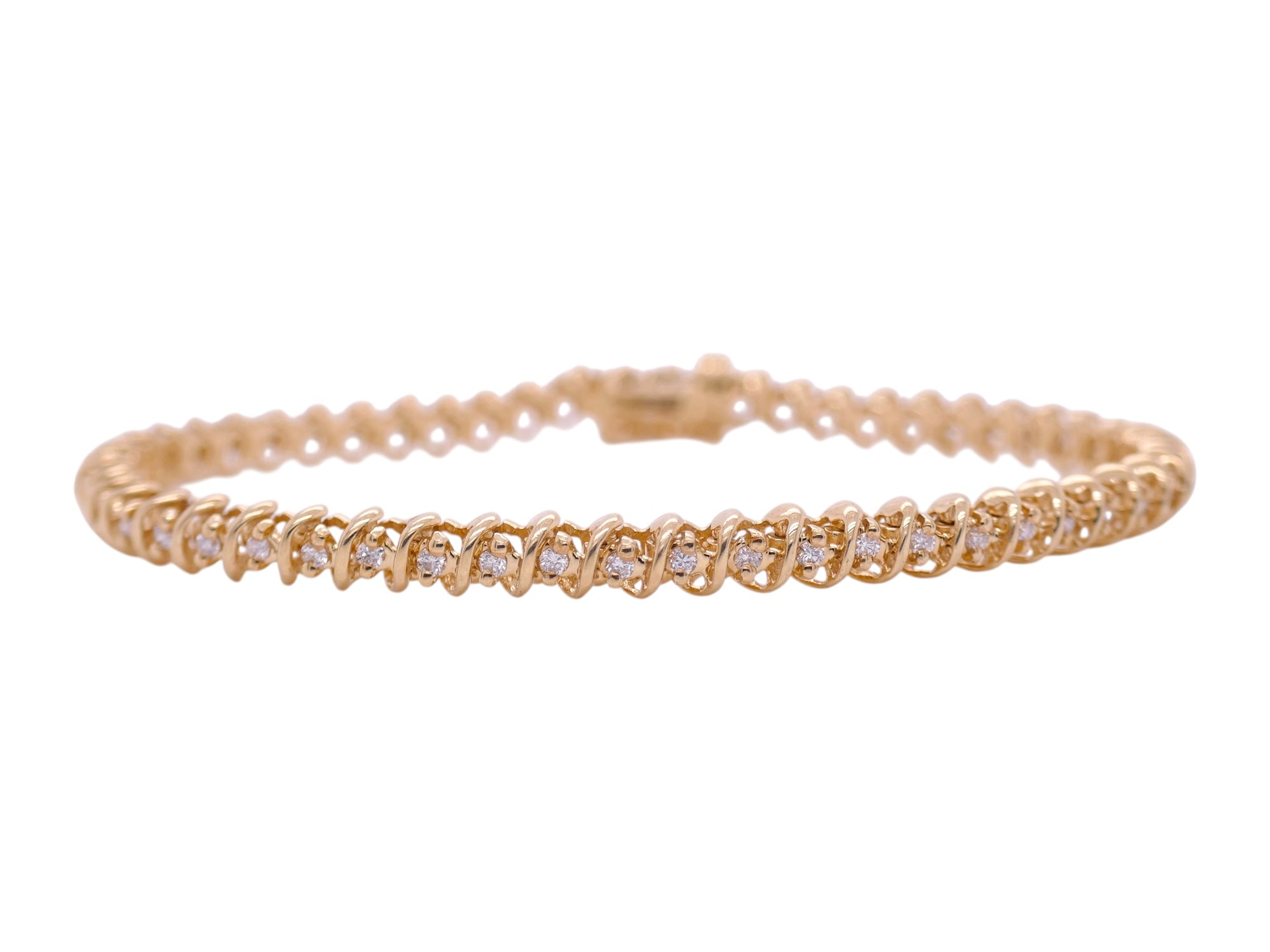 14k Yellow Gold 0.85 ctw Diamond Tennis Bracelet – 7 in