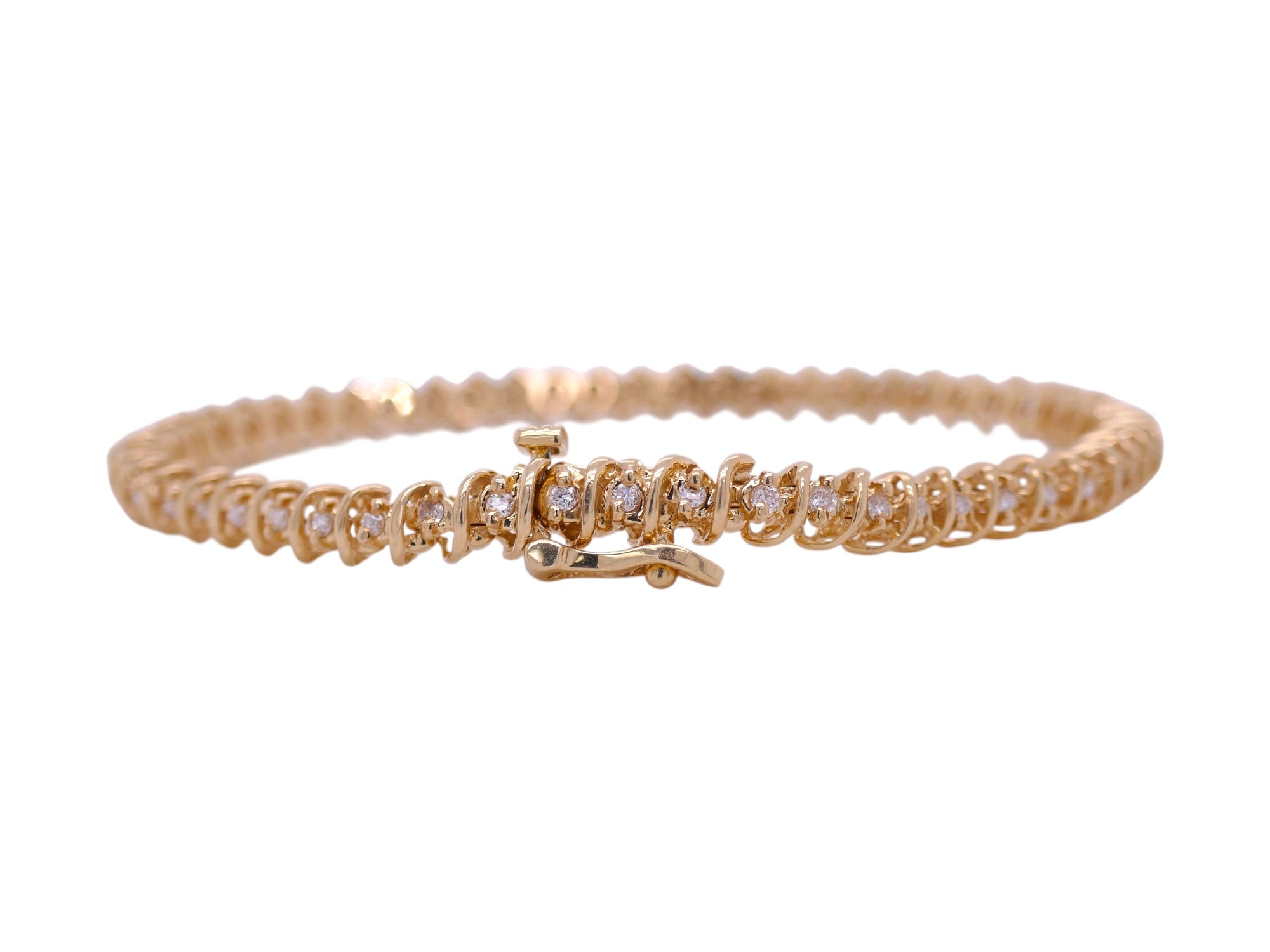 14k Yellow Gold 0.85 ctw Diamond Tennis Bracelet – 7 in