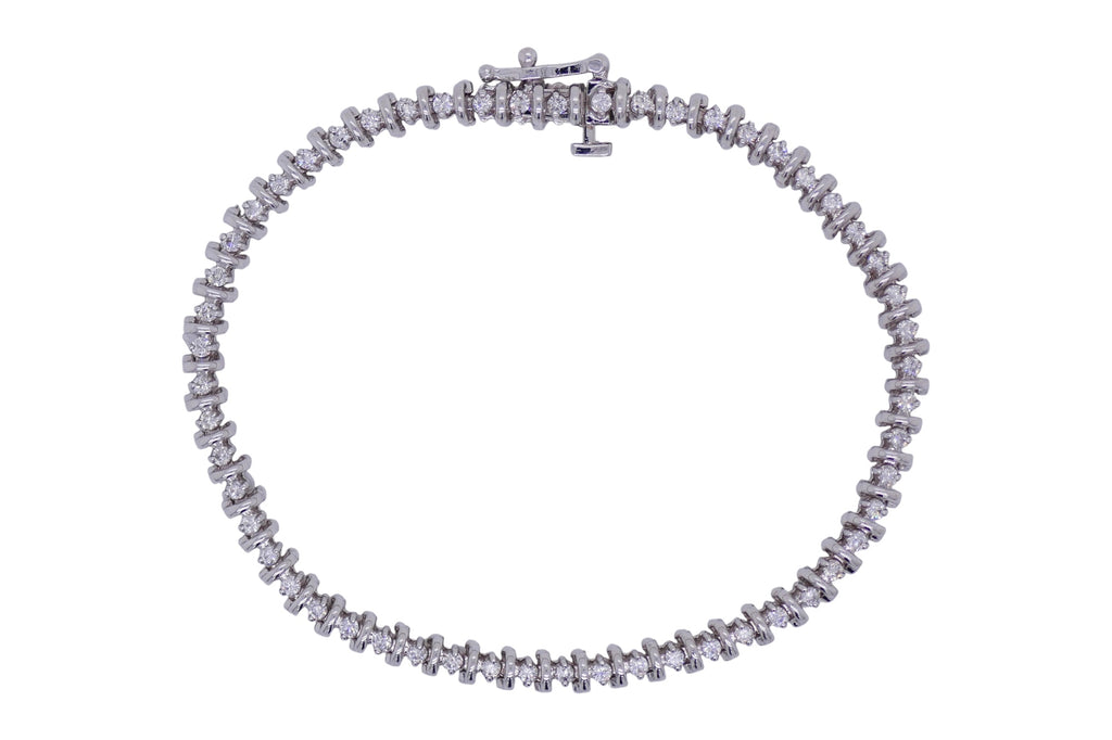 14k White Gold 1.0 ctw Diamond Tennis Bracelet – 7 in