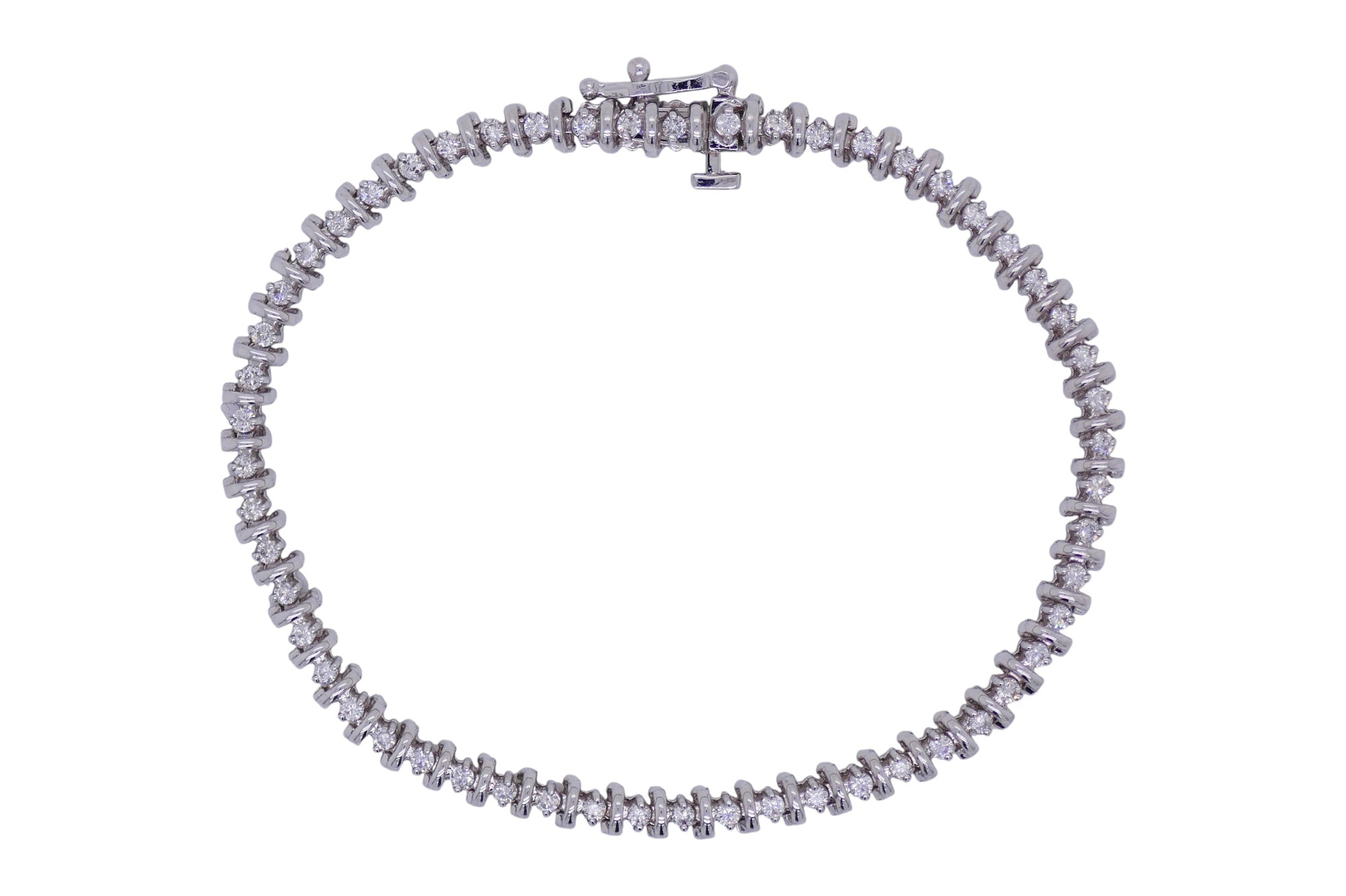 14k White Gold 1.0 ctw Diamond Tennis Bracelet – 7 in