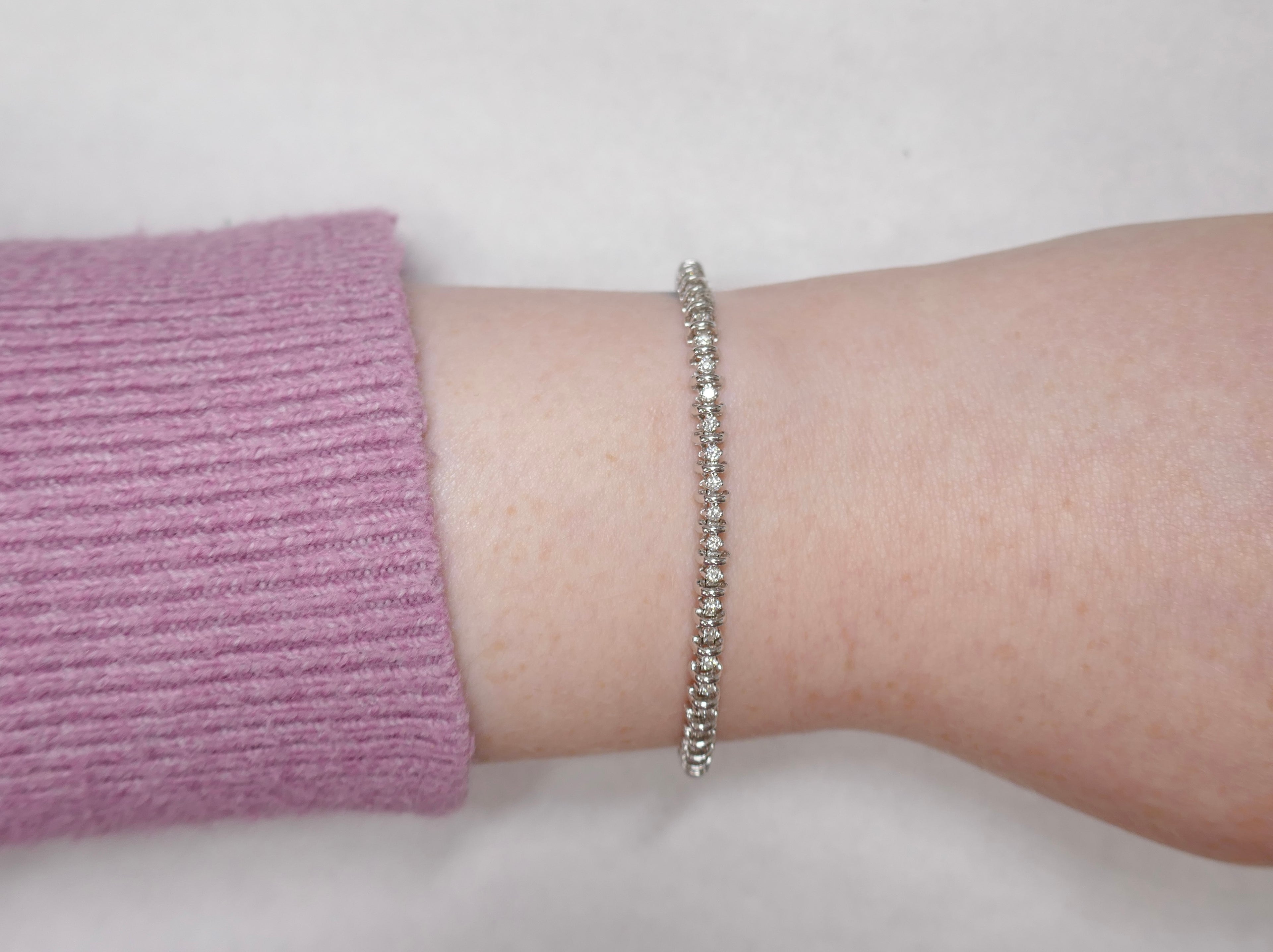 14k White Gold 1.0 ctw Diamond Tennis Bracelet – 7 in