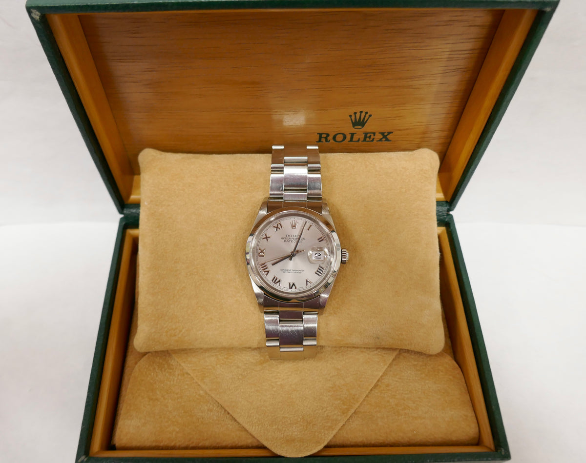 1999 Rolex Datejust 16200 Stainless Steel Band & Rhodium Dial with Box & Papers