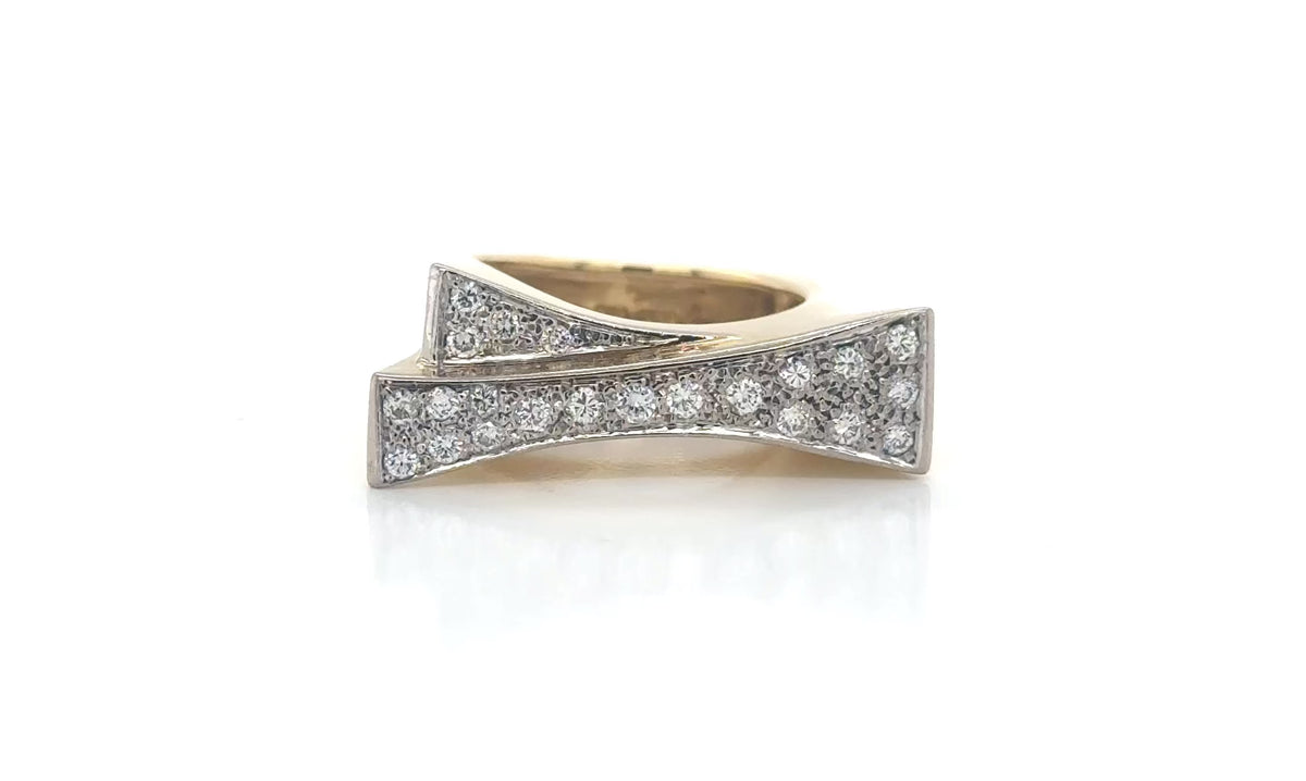 18K Gold Vintage Geometric Diamond Ring Size 6.25