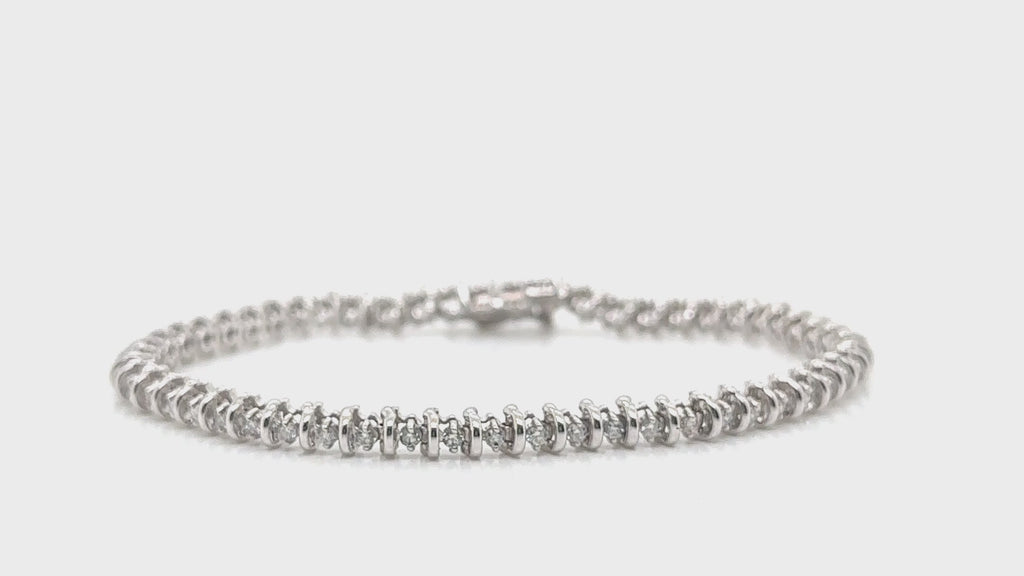 14k White Gold 1.0 ctw Diamond Tennis Bracelet – 7 in