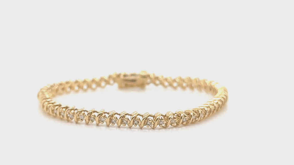 14k Yellow Gold 0.85 ctw Diamond Tennis Bracelet – 7 in