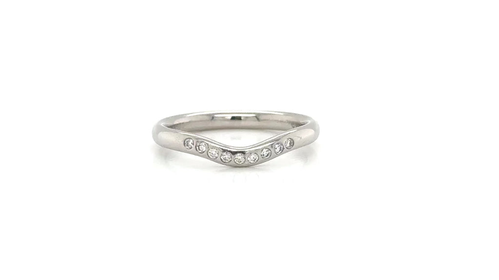 Tiffany & Co. Elsa Peretti Platinum & Diamond Curved Ring Size 5