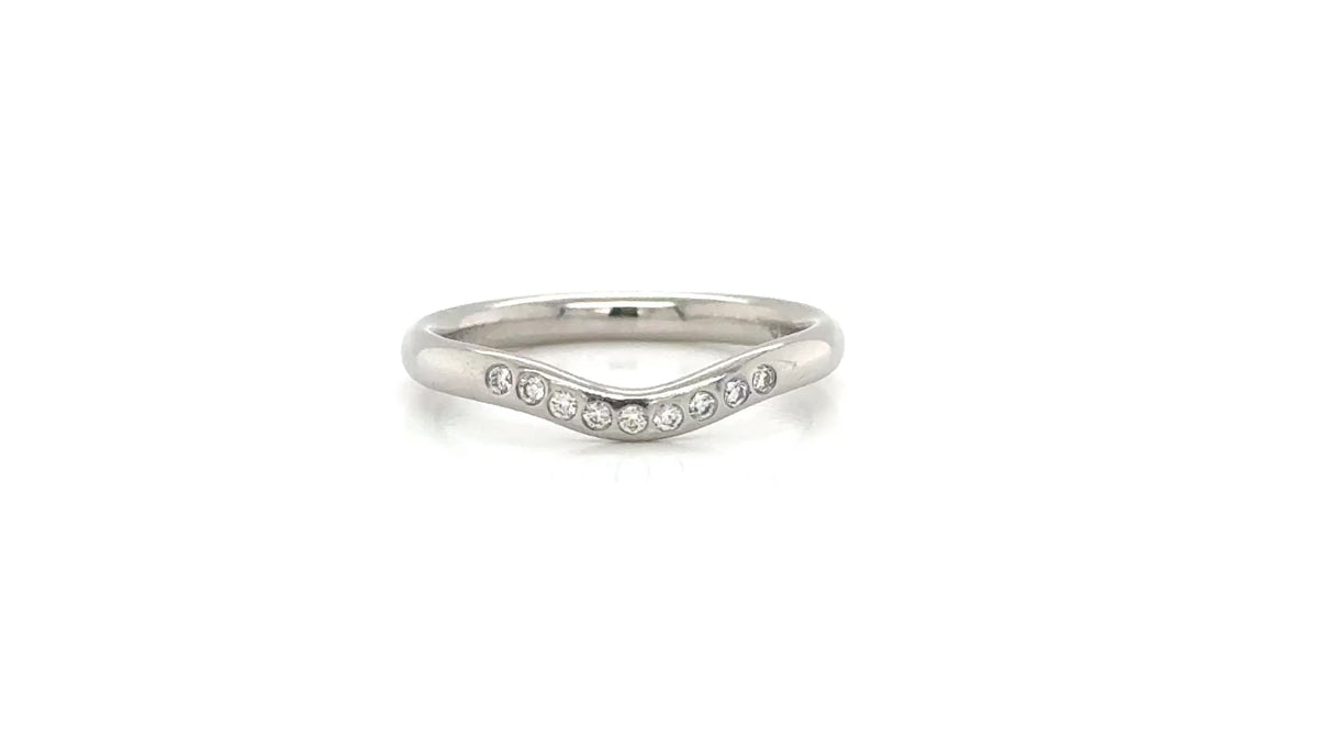 Tiffany & Co. Elsa Peretti Platinum & Diamond Curved Ring Size 5