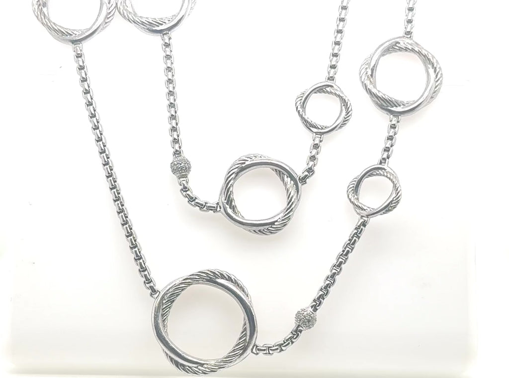 David Yurman Diamond Infinity Station Necklace 44" Discontinued Item