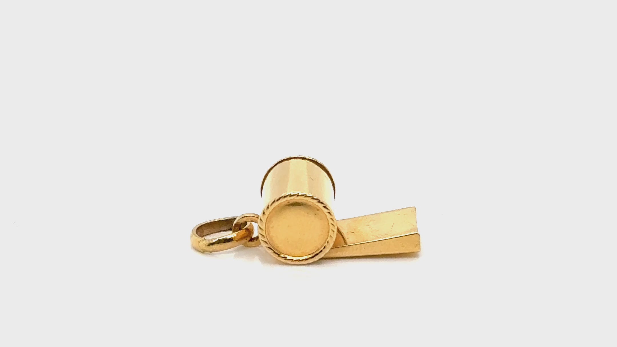 Vintage 18K Solid Gold Functional Whistle Charm Pendant