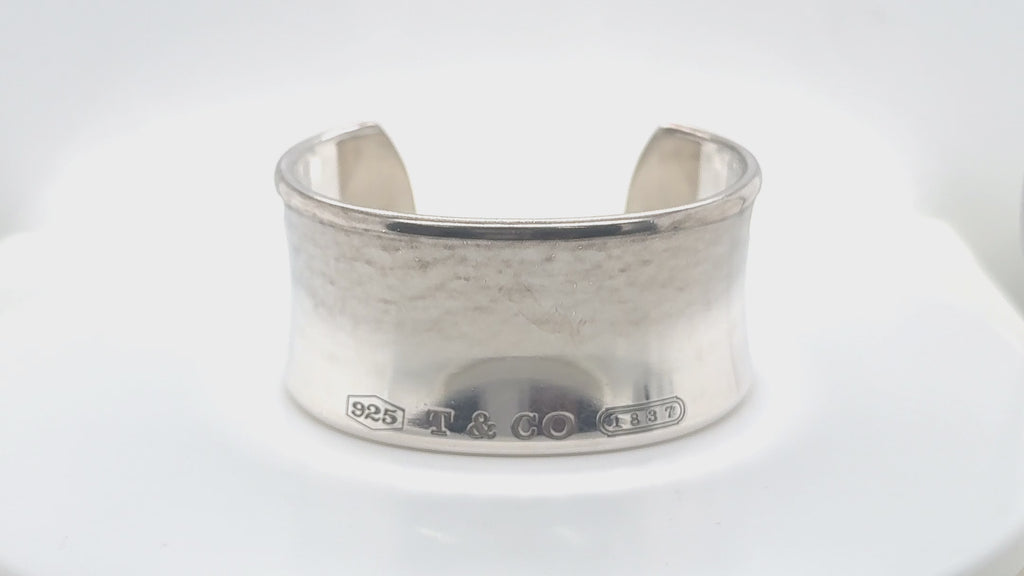 Tiffany & Co. 1837 Sterling Silver Wide Cuff Bracelet w Box & Pouch