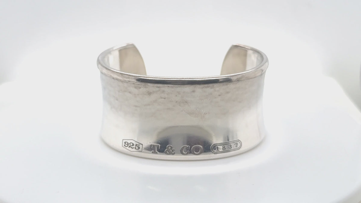 Tiffany & Co. 1837 Sterling Silver Wide Cuff Bracelet w Box & Pouch