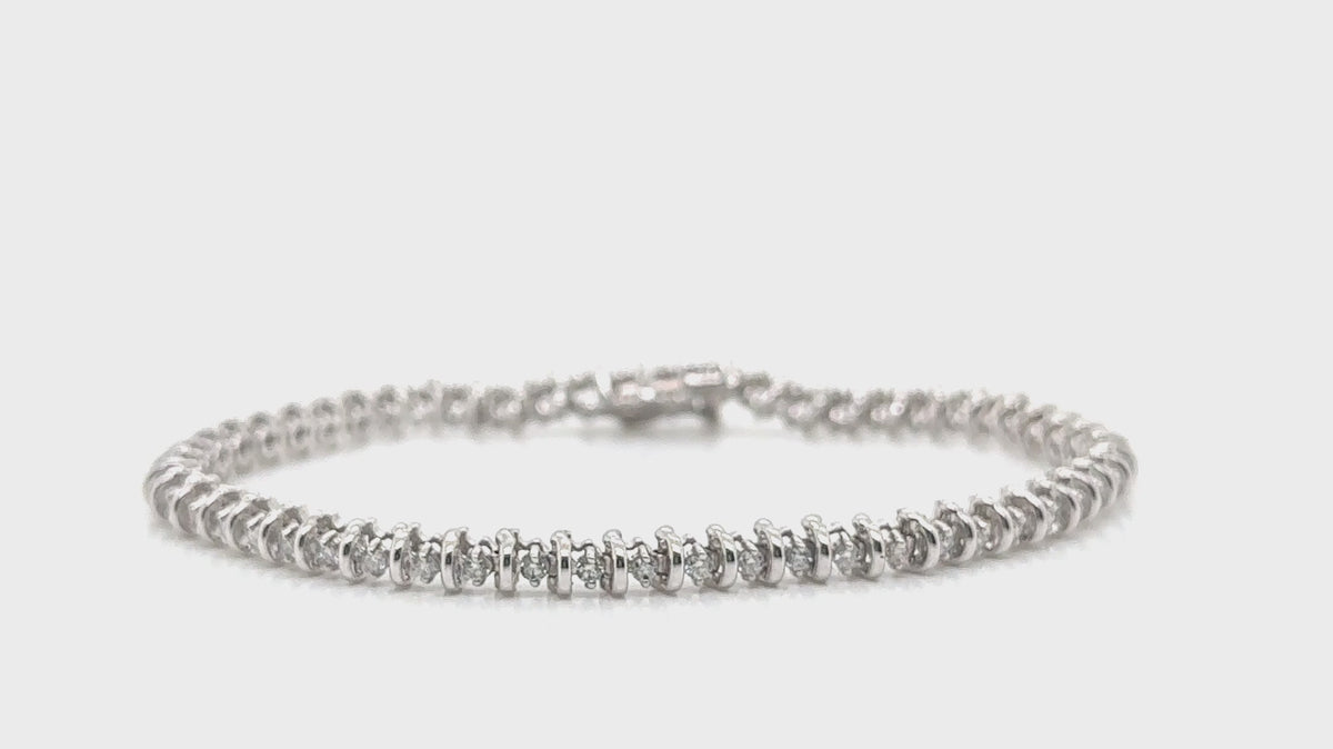 14k White Gold 1.0 ctw Diamond Tennis Bracelet – 7 in