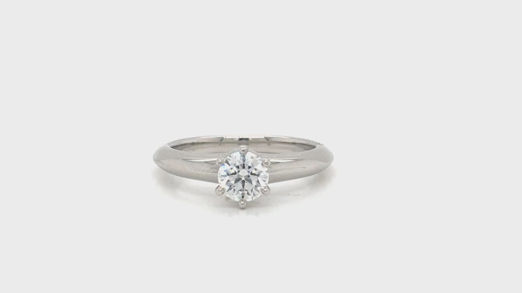Tiffany & Co. Platinum Diamond Solitaire Ring Size 4.75