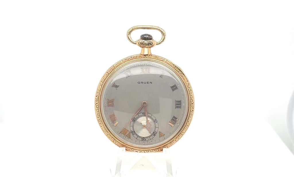 Antique 14k Gold Gruen Pocket Watch