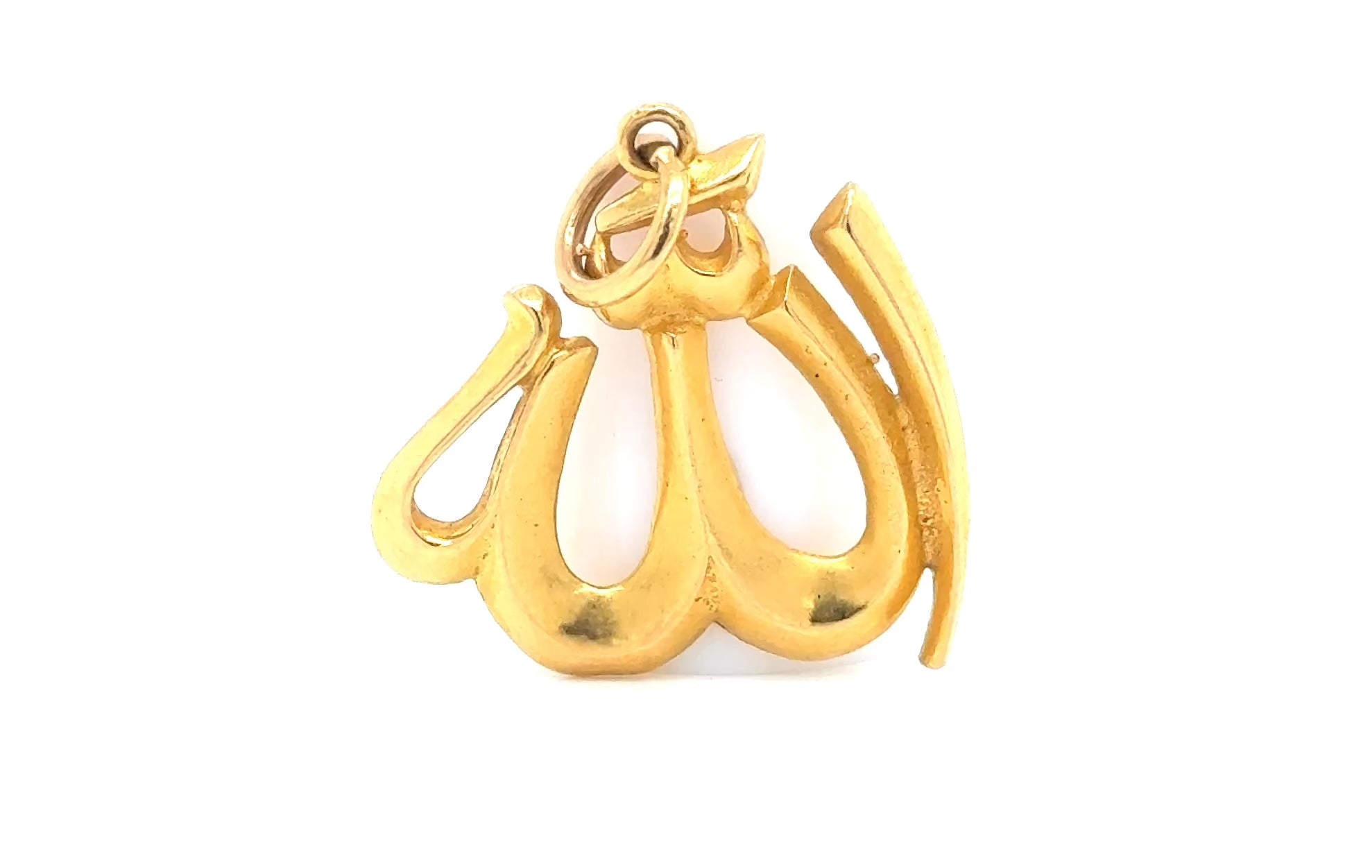 22K Yellow Gold “Allah” Arabic Calligraphy Pendant