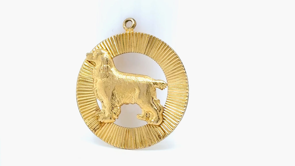 14K Gold Openwork Pendant with Spaniel